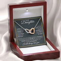 The Always Connected Hearts silver and rose gold necklace with 'To My Daughter' card in a luxury wood gift box