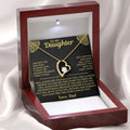 The Daddy's Girl Heart gold necklace with 'To My Daughter, Love Dad' message card in a luxury LED wood gift box