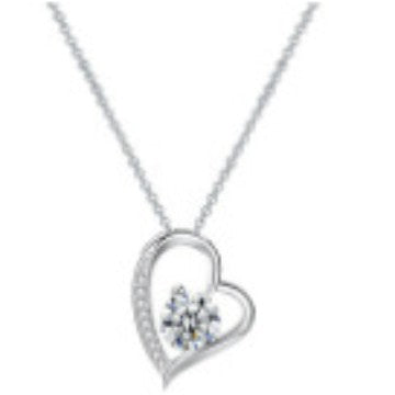 Close-up of The Daddy's Girl Heart silver open heart pendant with zircon centre