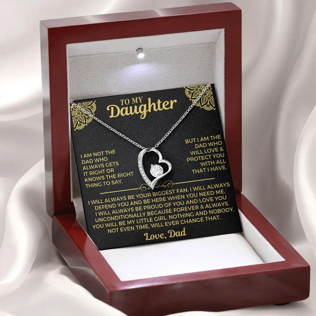 The Daddy's Girl Heart silver necklace with 'To My Daughter' message card in a luxury LED wood gift box