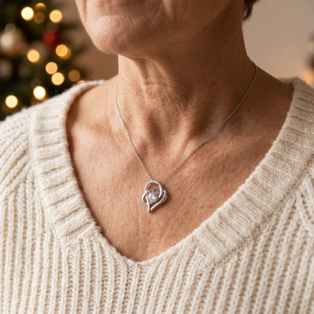 Always in My Heart heart necklace worn